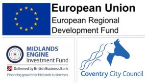 European Union, Coventry City Council and Midlands Engine Logos